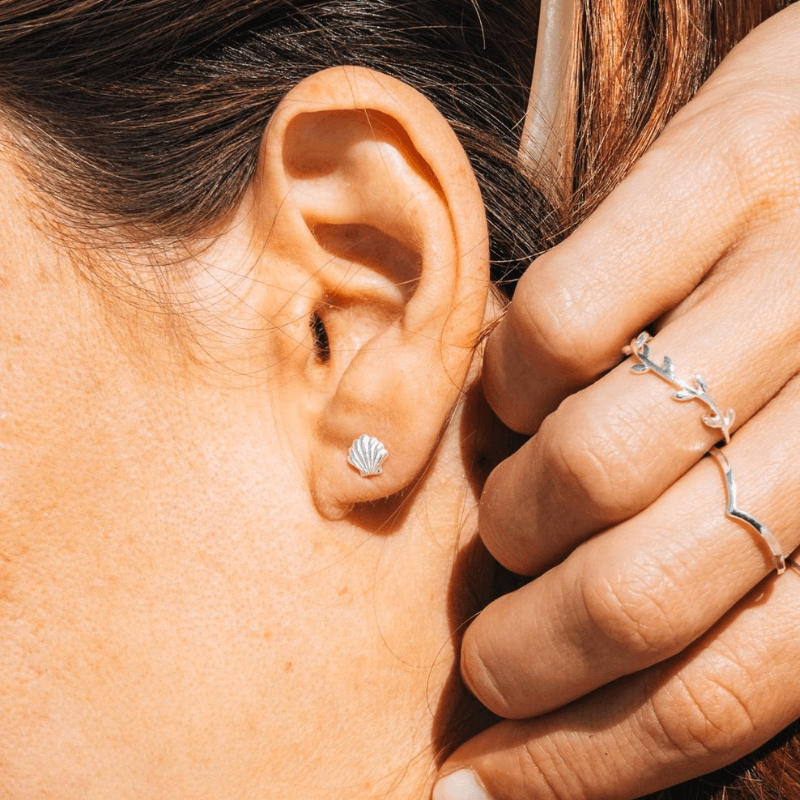 INDIE - Sterling Silver Shell Stud Earrings