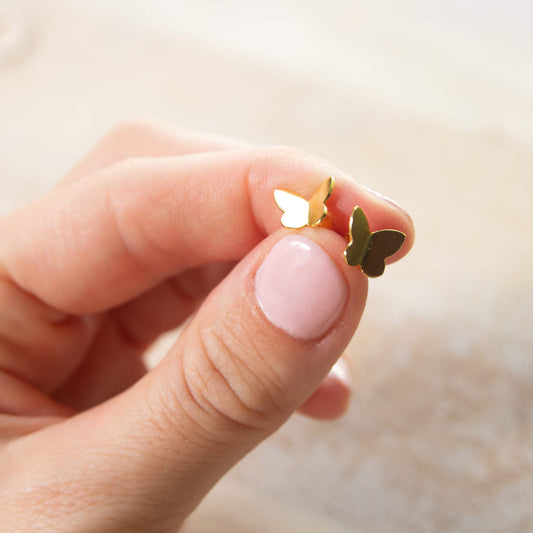 Gold Plated Sterling Silver Butterfly Stud Earrings