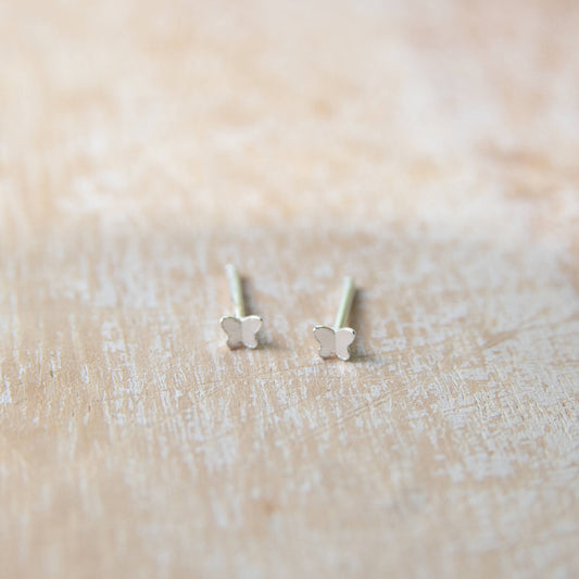 Sterling Silver Tiny Butterfly Stud Earrings