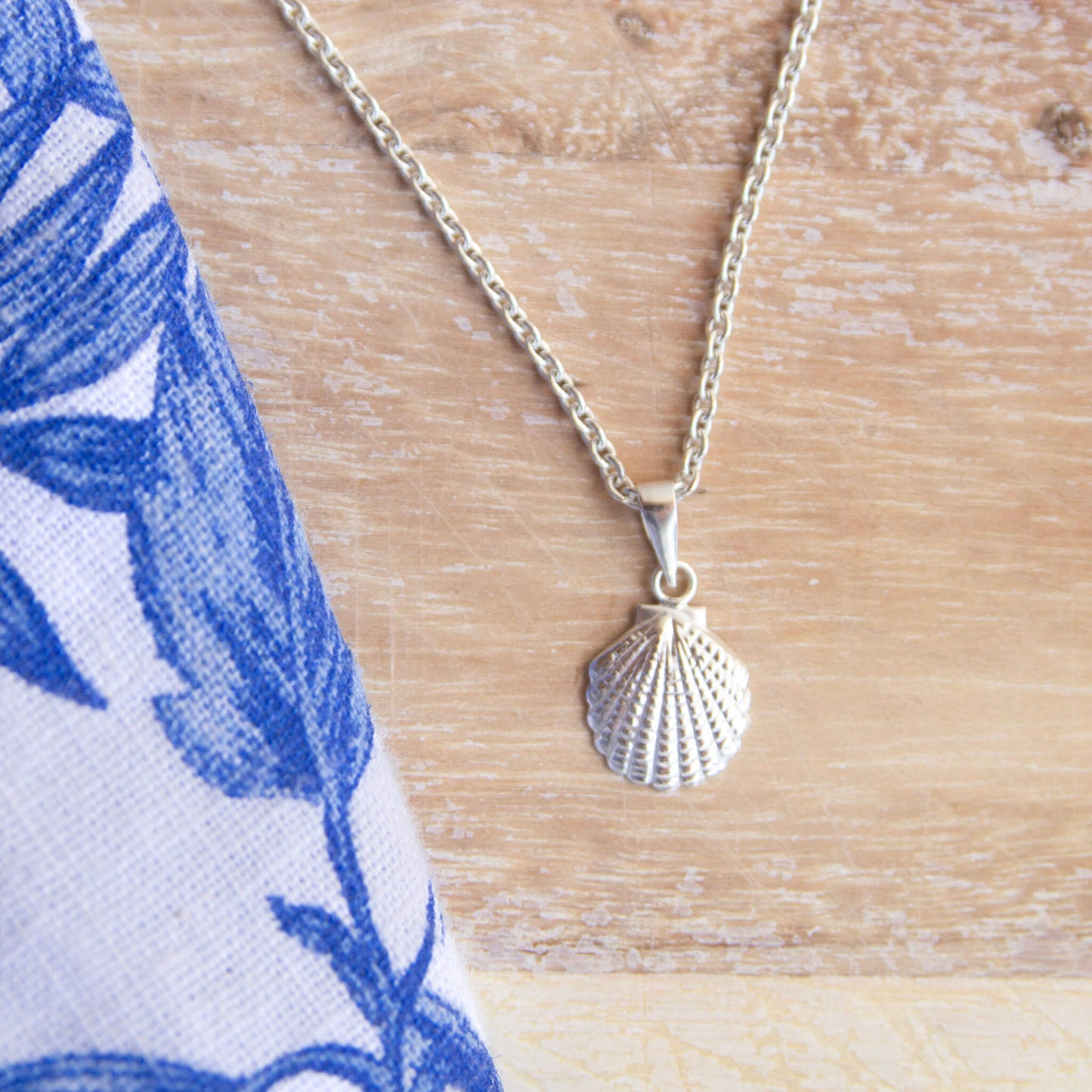 Sterling Silver Shell Necklace close-up