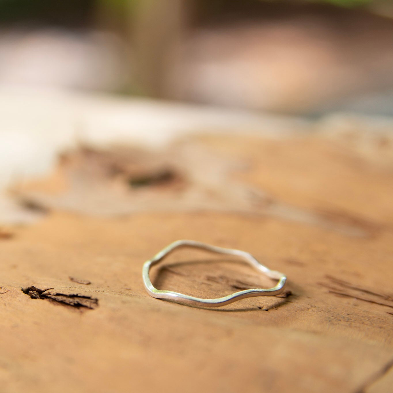 wavy silver ring close-up