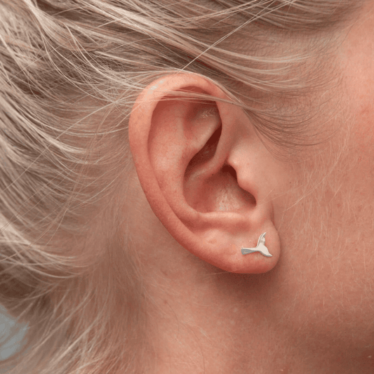 Sterling Silver Whale Tail Stud Earrings