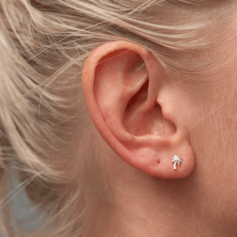 Sterling Silver Palm Tree Stud Earrings