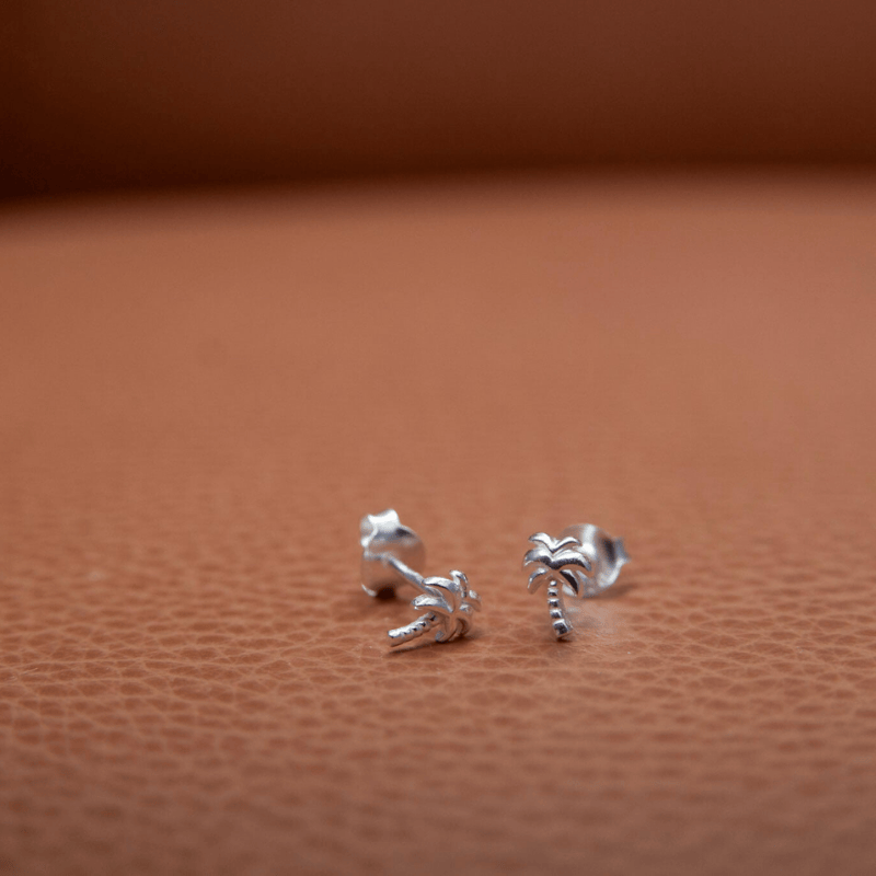 Sterling Silver Palm Tree Stud Earrings