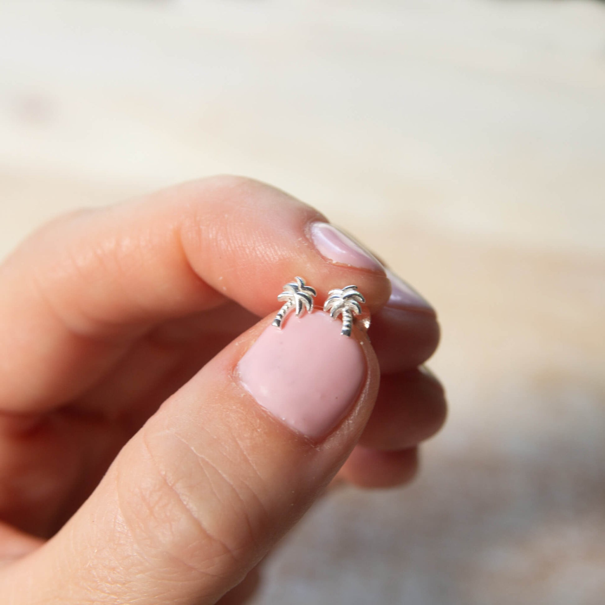 Sterling Silver Palm Tree Stud Earrings