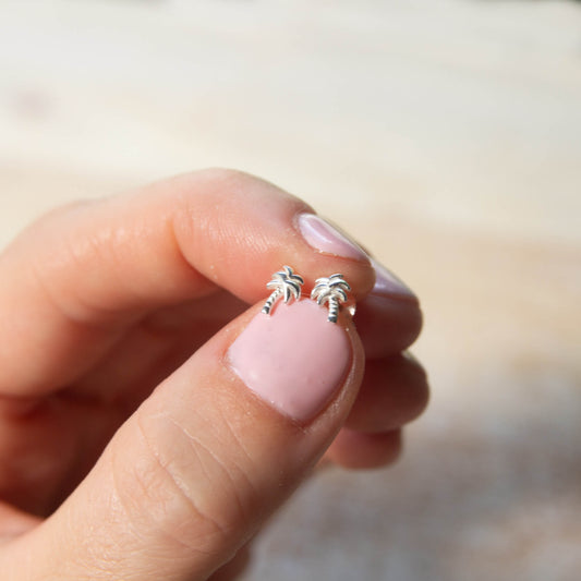 Sterling Silver Palm Tree Stud Earrings