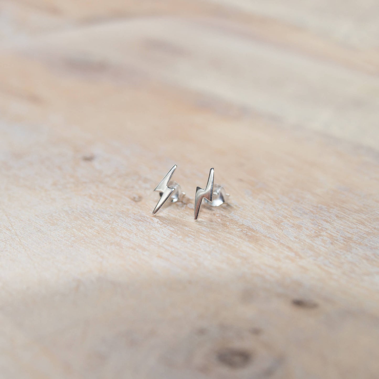 Sterling Silver Lightning Bolt Stud Earrings