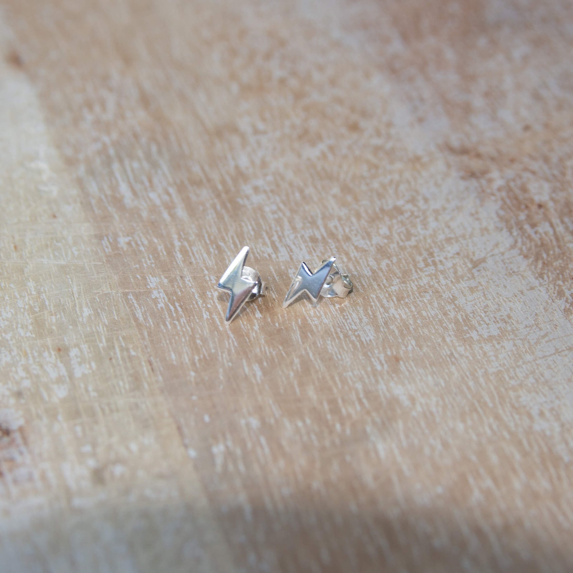 Sterling Silver Thunder Bolt Stud Earrings