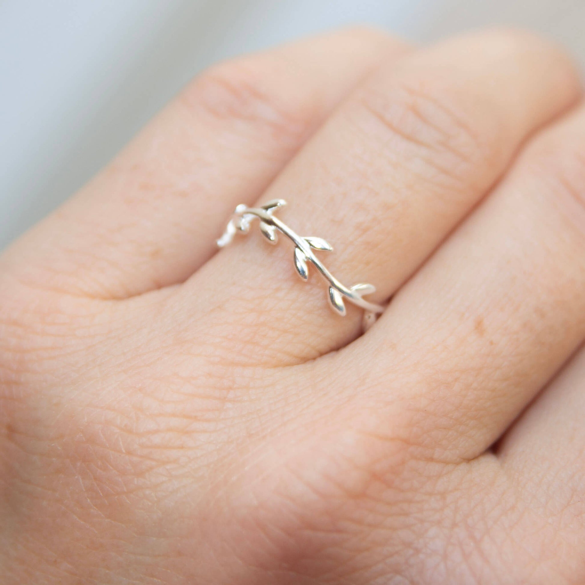 Sterling Silver Wreath Ring on a finger