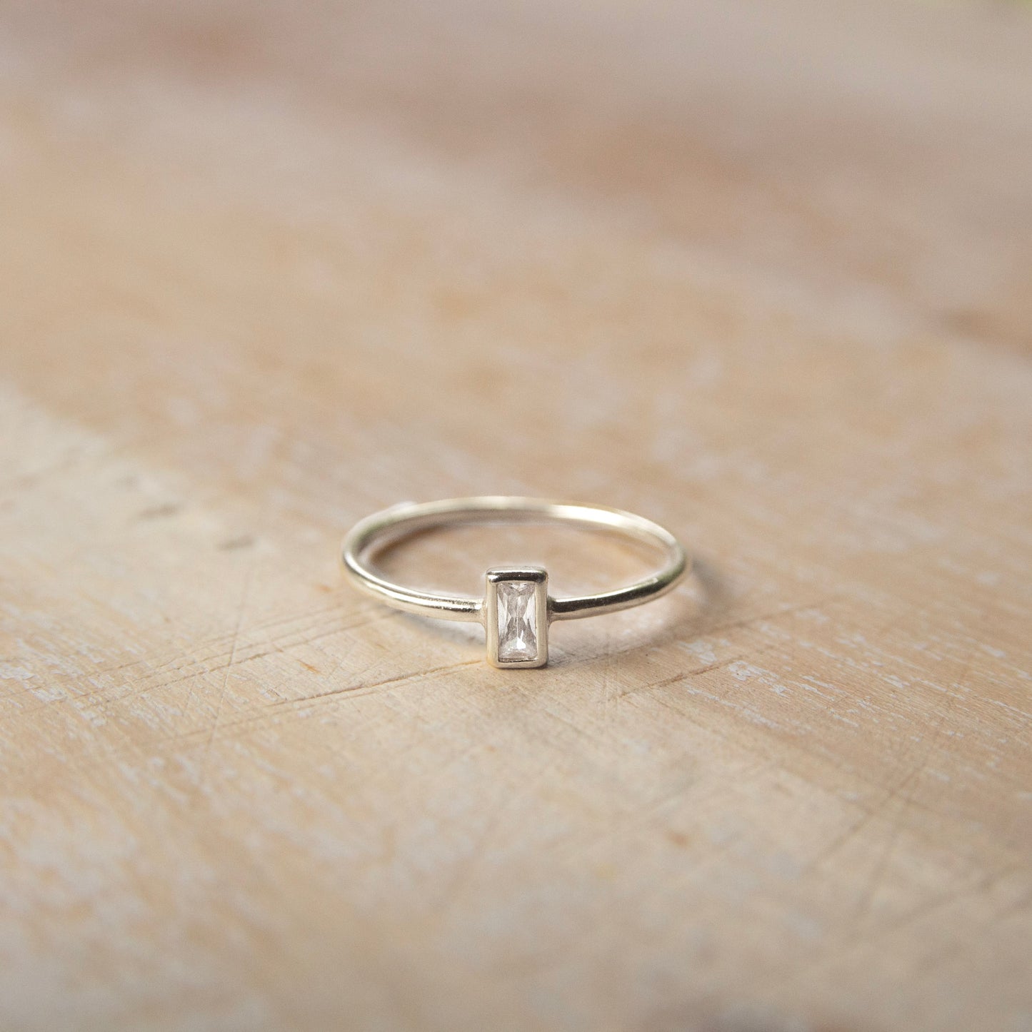 Silver ring with a clear stone 