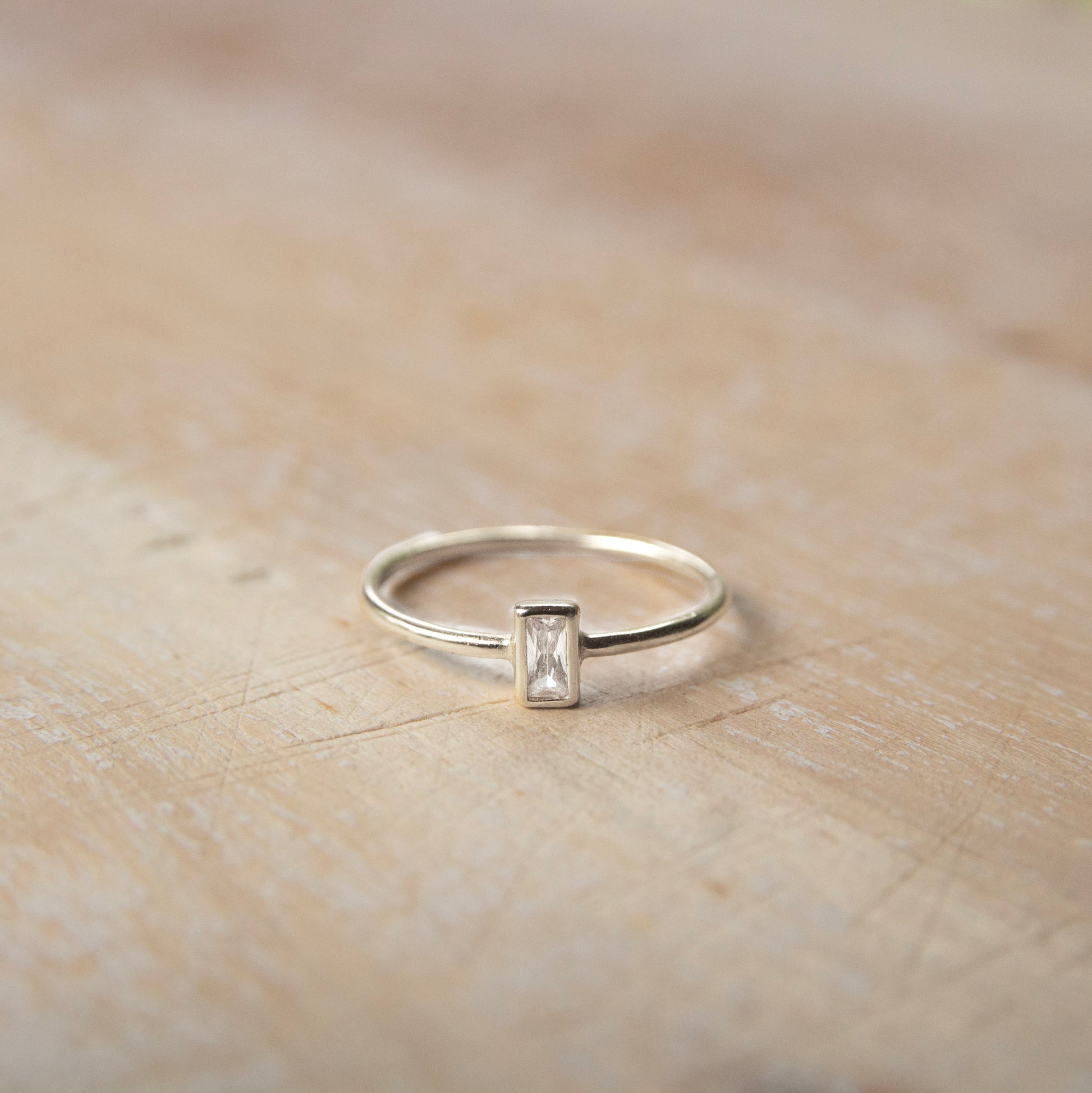 Silver ring with a clear stone 