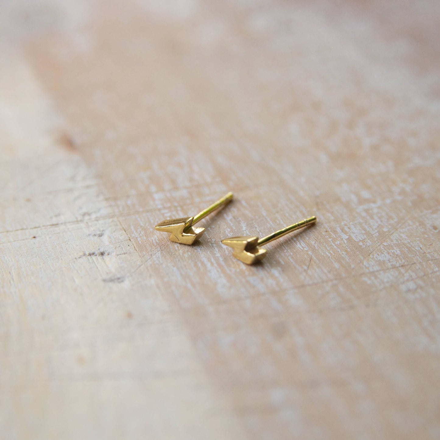 Gold Plated Sterling Silver Thunder Bolt Stud Earrings