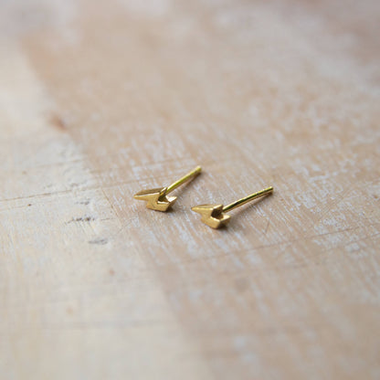 Gold Plated Sterling Silver Thunder Bolt Stud Earrings