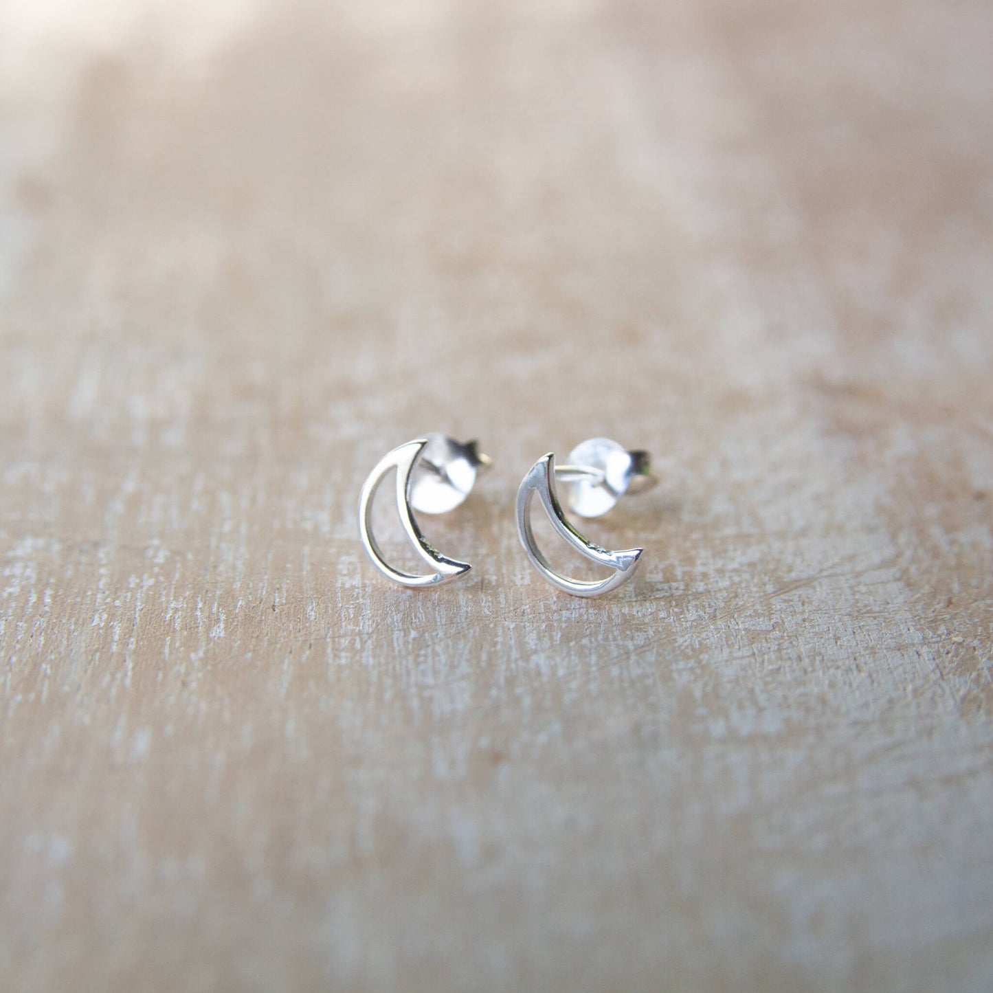 Sterling Silver Moon Stud Earrings