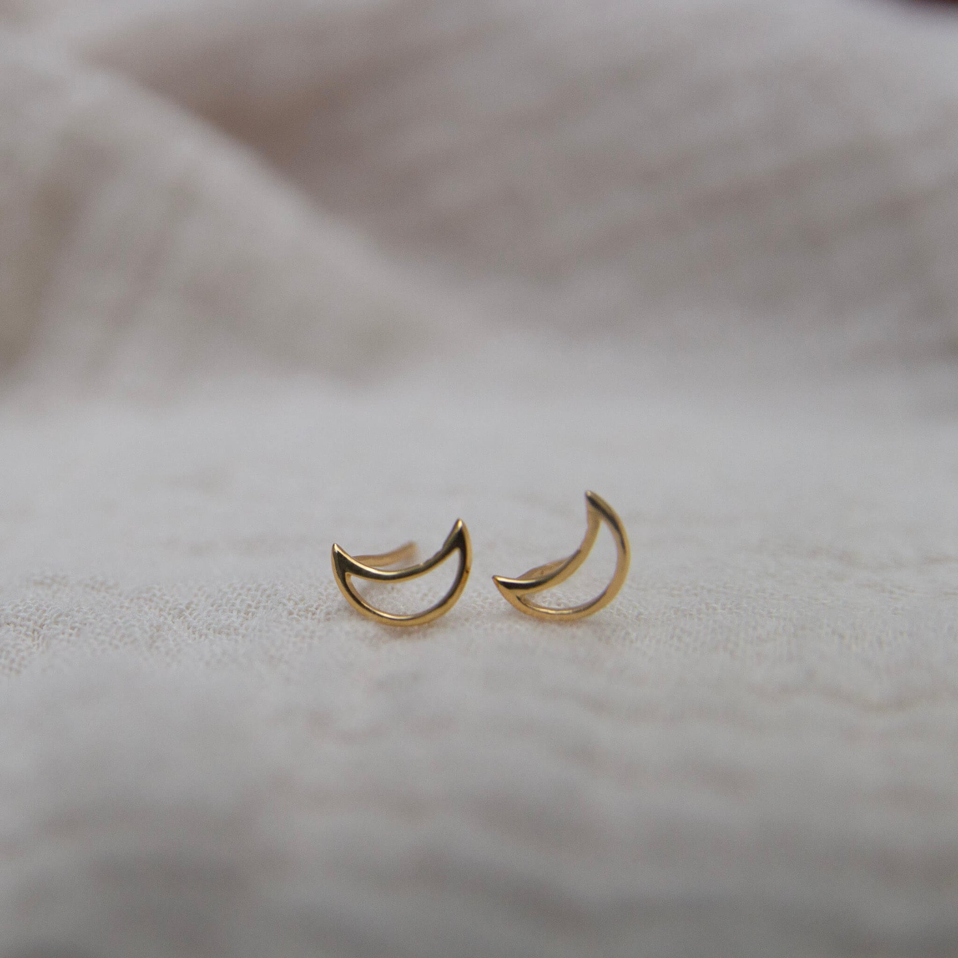 Gold Plate Moon Stud Earrings