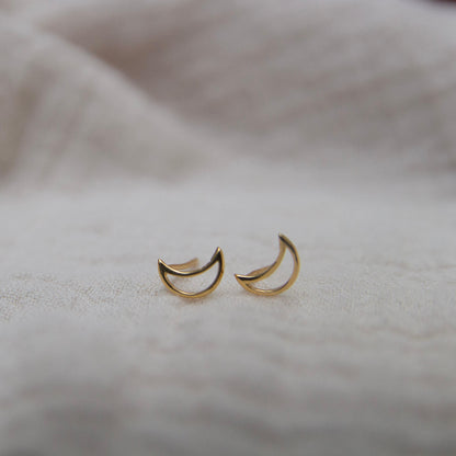 Gold Plate Moon Stud Earrings