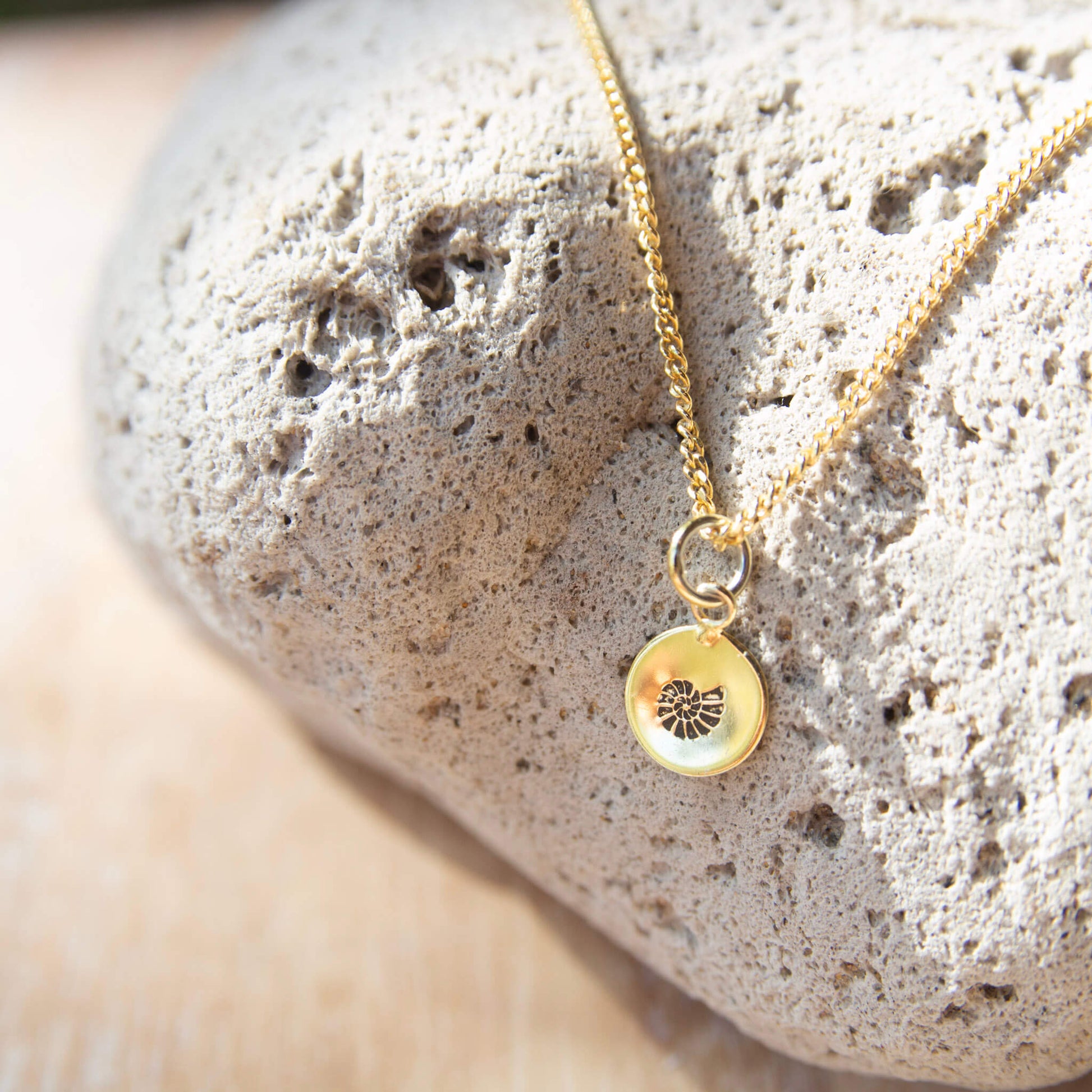 gold-plated necklace with a shell stamp