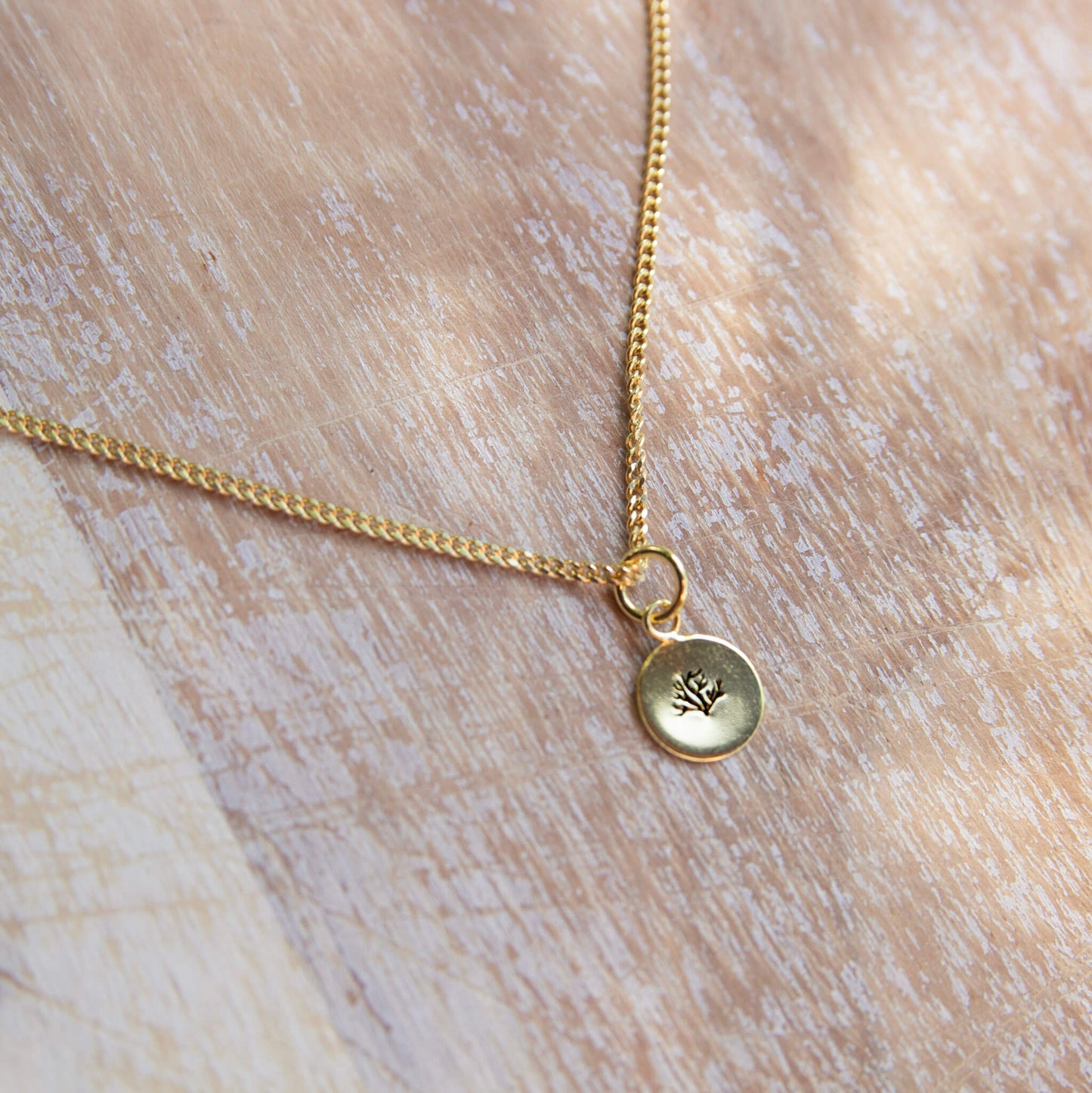 gold pendant with a coral