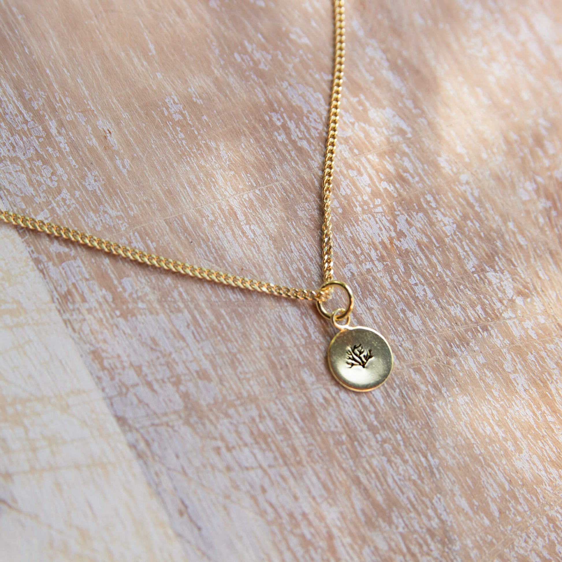 gold pendant with a coral