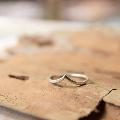 silver chevron ring close-up