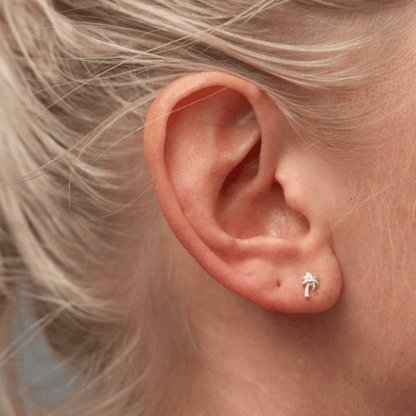 Sterling Silver Palm Tree Stud Earrings