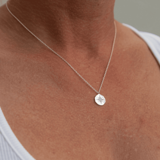 Sterling Silver Pendant Necklace worn by woman