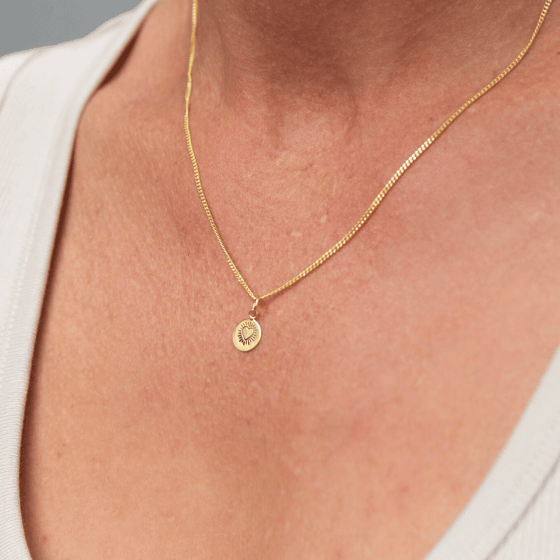 Gold Plated Love Necklace worn by woman