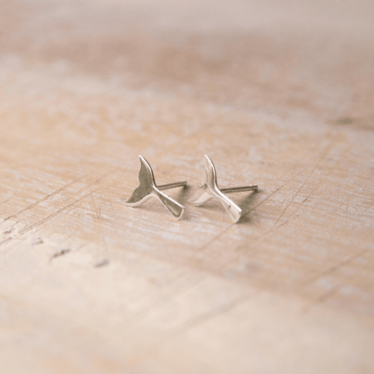 Sterling Silver Whale Tail Stud Earrings
