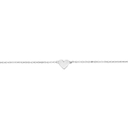 Silver bracelet with a heart-shaped charm on a white background