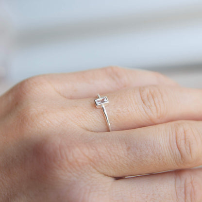 Sterling Silver Stone Ring on a finger